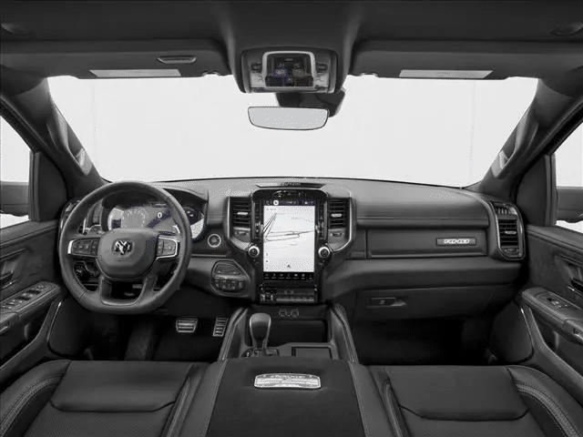 RAM 1500 RHO Innenraum-Tour als Animation: Cockpit, Fahrerblick und aufklappbare Konsolen-Arbeitsfläche