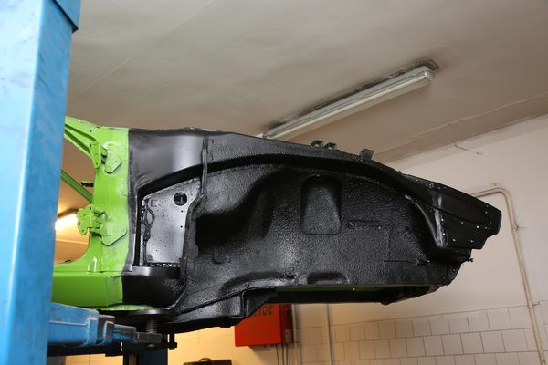 Underbody lining and Mike Sander's corrosion protection grease applied to a 1971 Datsun 240Z