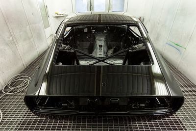 Datsun 280Z widebody restoration: Glasurit dark metallic black refinishing, build photograph 1 of 26