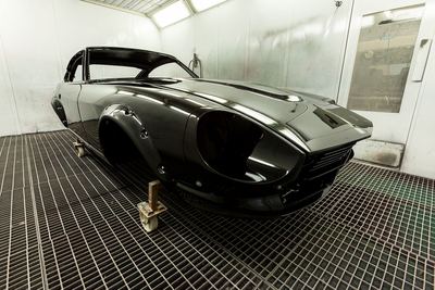 Datsun 280Z widebody restoration: Glasurit dark metallic black refinishing, build photograph 2 of 26