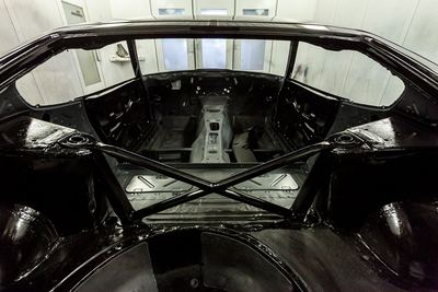 Datsun 280Z widebody restoration: Glasurit dark metallic black refinishing, build photograph 4 of 26