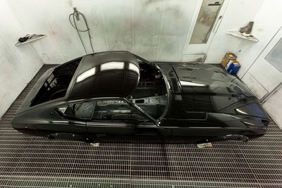 Datsun 280Z widebody restoration: Glasurit dark metallic black refinishing, build photograph 5 of 26