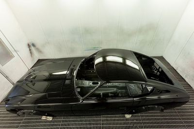 Datsun 280Z widebody restoration: Glasurit dark metallic black refinishing, build photograph 7 of 26