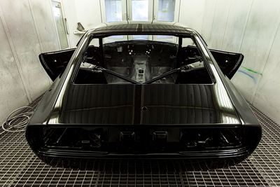 Datsun 280Z widebody restoration: Glasurit dark metallic black refinishing, build photograph 9 of 26
