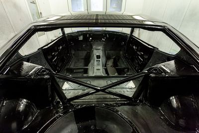 Datsun 280Z widebody restoration: Glasurit dark metallic black refinishing, build photograph 11 of 26