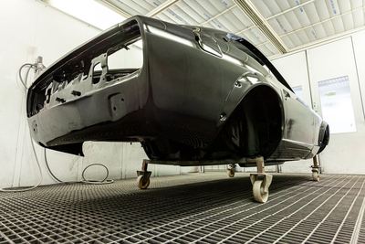 Datsun 280Z widebody restoration: Glasurit dark metallic black refinishing, build photograph 13 of 26