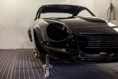 Datsun 280Z widebody restoration: Glasurit dark metallic black refinishing, build photograph 14 of 26