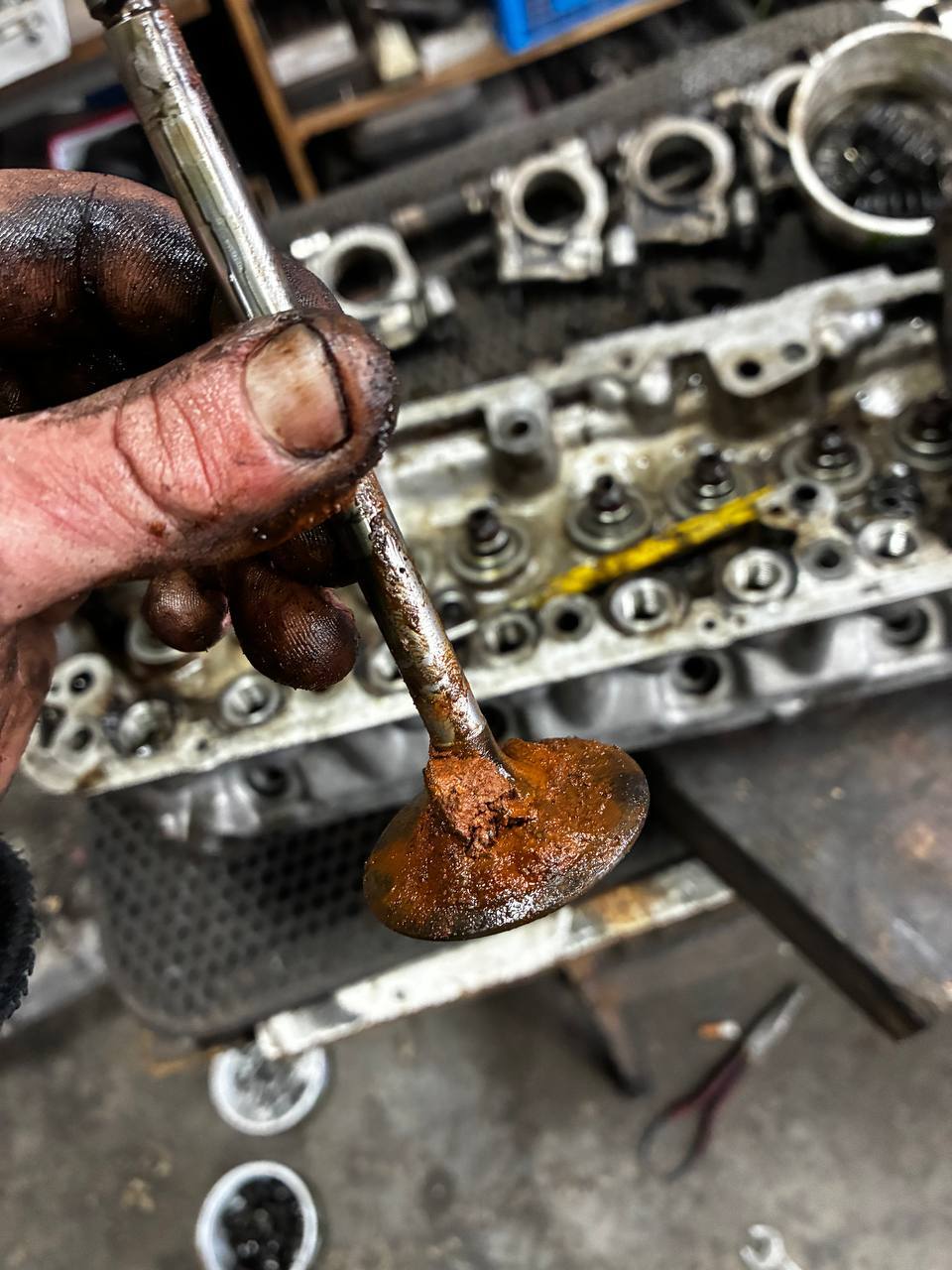 Datsun L24 block deck cylinder bore wear before machining — engine rebuild