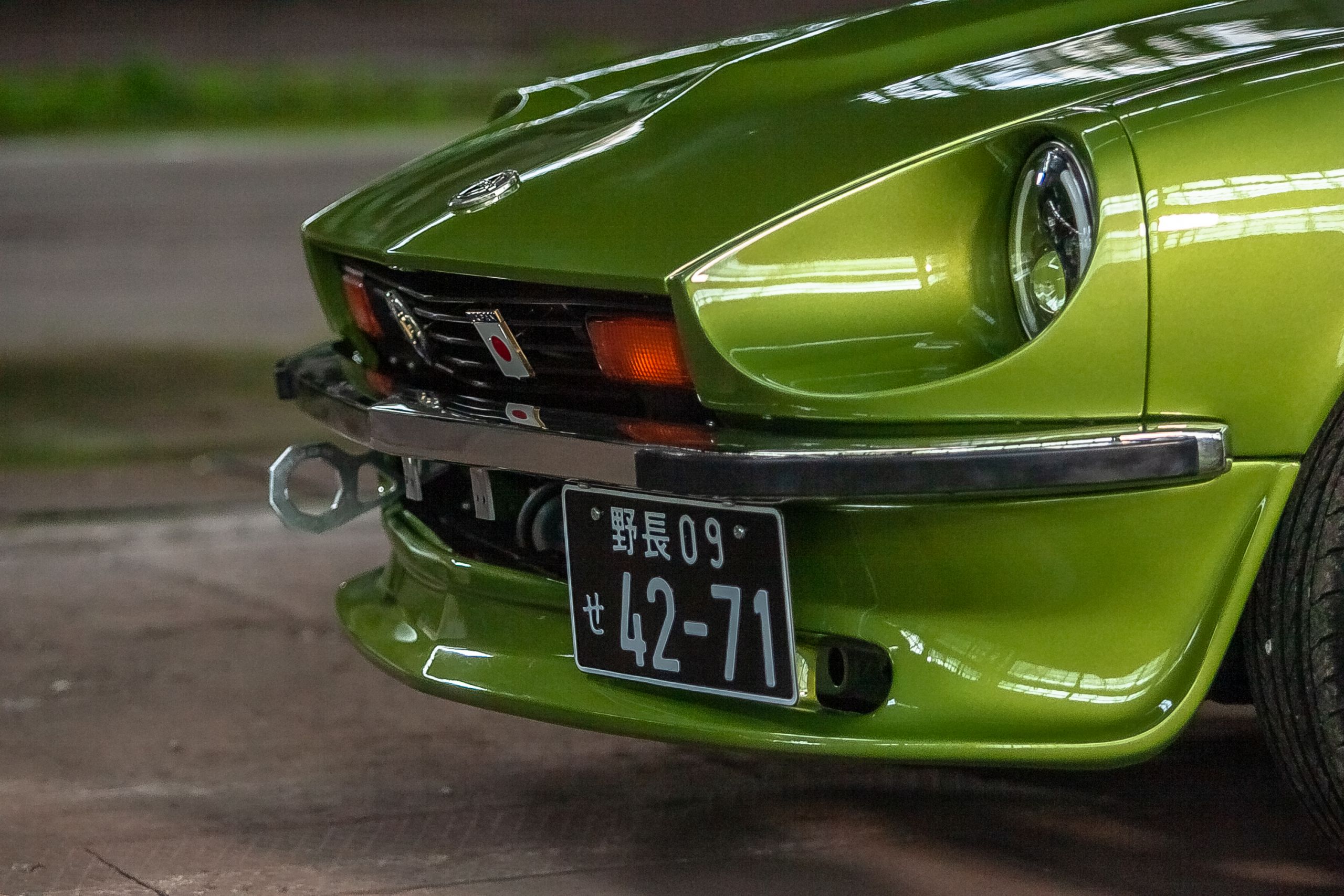 Fully restored 1976 DATSUN 280Z AVOCADO GREEN for sale with new chrome front bumper