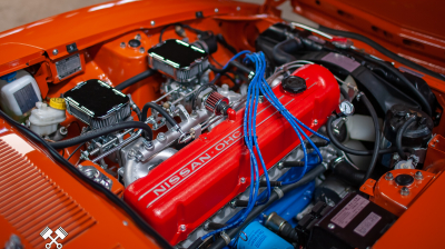 Restored Engine bay on a Datsun 280z now for sale
