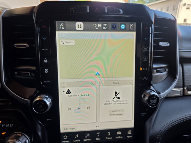 dodge Ram 1500 Gen 5 2022 Limited Black pickup truck interior large infotainment screen navigation